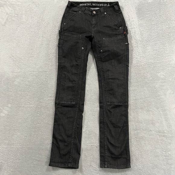 Dovetail Workwear Pants Womens 6 The Maven Slim Black Double Knee 32" Inseam - Picture 1 of 11
